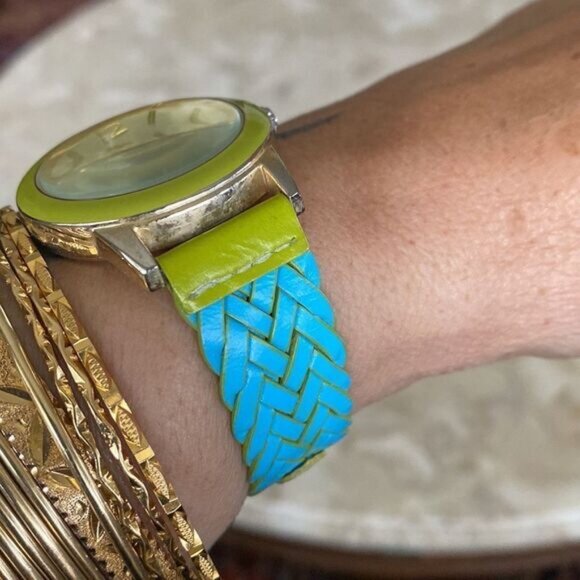 Vintage Isaac Mizrahi Live Wristwatch Braided Leather Strap - Picture 2 of 11